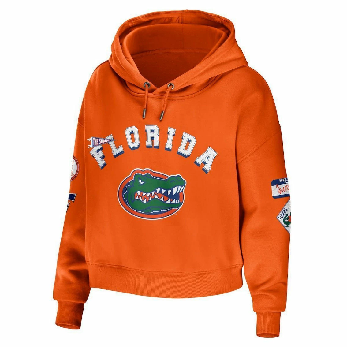 WEAR By Erin Andrews Women's Orange Florida Gators Mixed Media Cropped Pullover Hoodie - Image 3