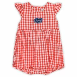 Garb Girls Infant Orange Florida Gators Cara Woven Gingham Ruffled Bodysuit
