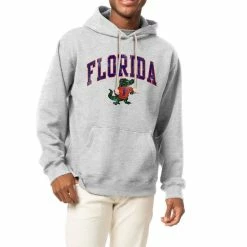 League Collegiate Wear Men's Heather Gray Florida Gators Arch Essential Fleece Pullover Hoodie