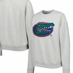 Gameday Couture Women's Heather Gray Florida Gators Chenille Patch Fleece Pullover Sweatshirt