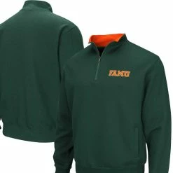 Men's Colosseum Green Florida A&M Rattlers Tortugas Quarter-Zip Sweatshirt