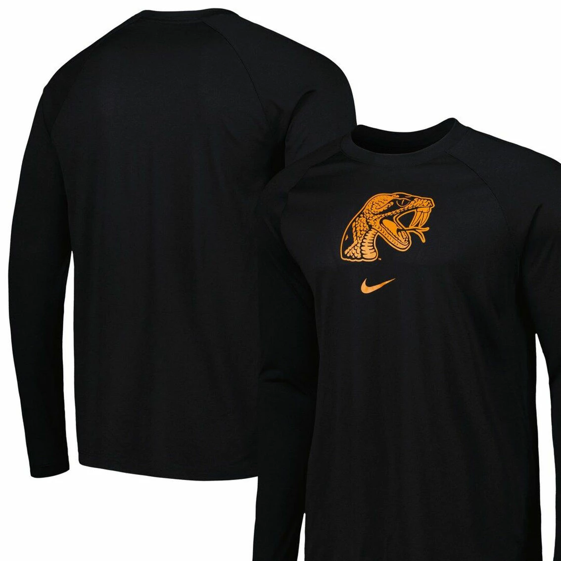 Nike Men's Black Florida A&M Rattlers Spotlight Raglan Performance Long Sleeve T-Shirt - Image 2