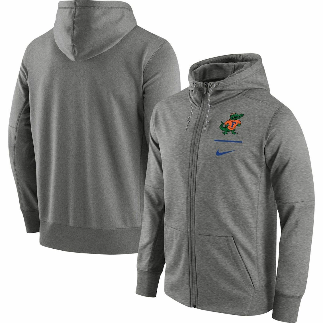 Nike Men's Heathered Gray Florida Gators Throwback Alternate Logo Stack Performance Full-Zip Hoodie