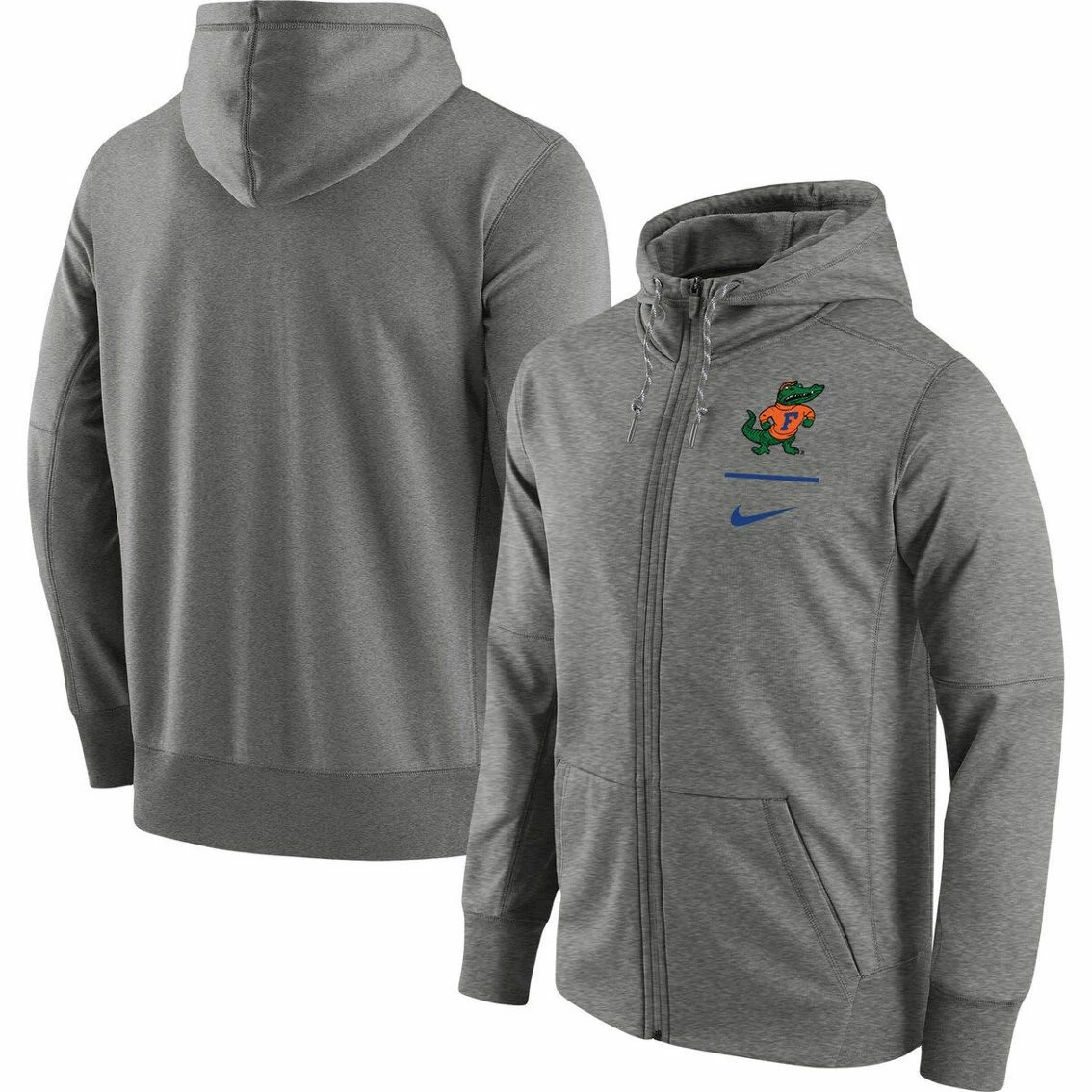 Nike Men's Heathered Gray Florida Gators Throwback Alternate Logo Stack Performance Full-Zip Hoodie - Image 2