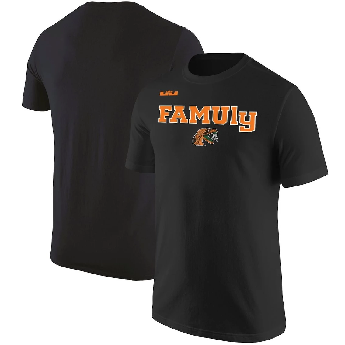 Men's Nike X LeBron James Black Florida A&M Rattlers FAMUly Wordmark Collection Core T-Shirt - Image 2