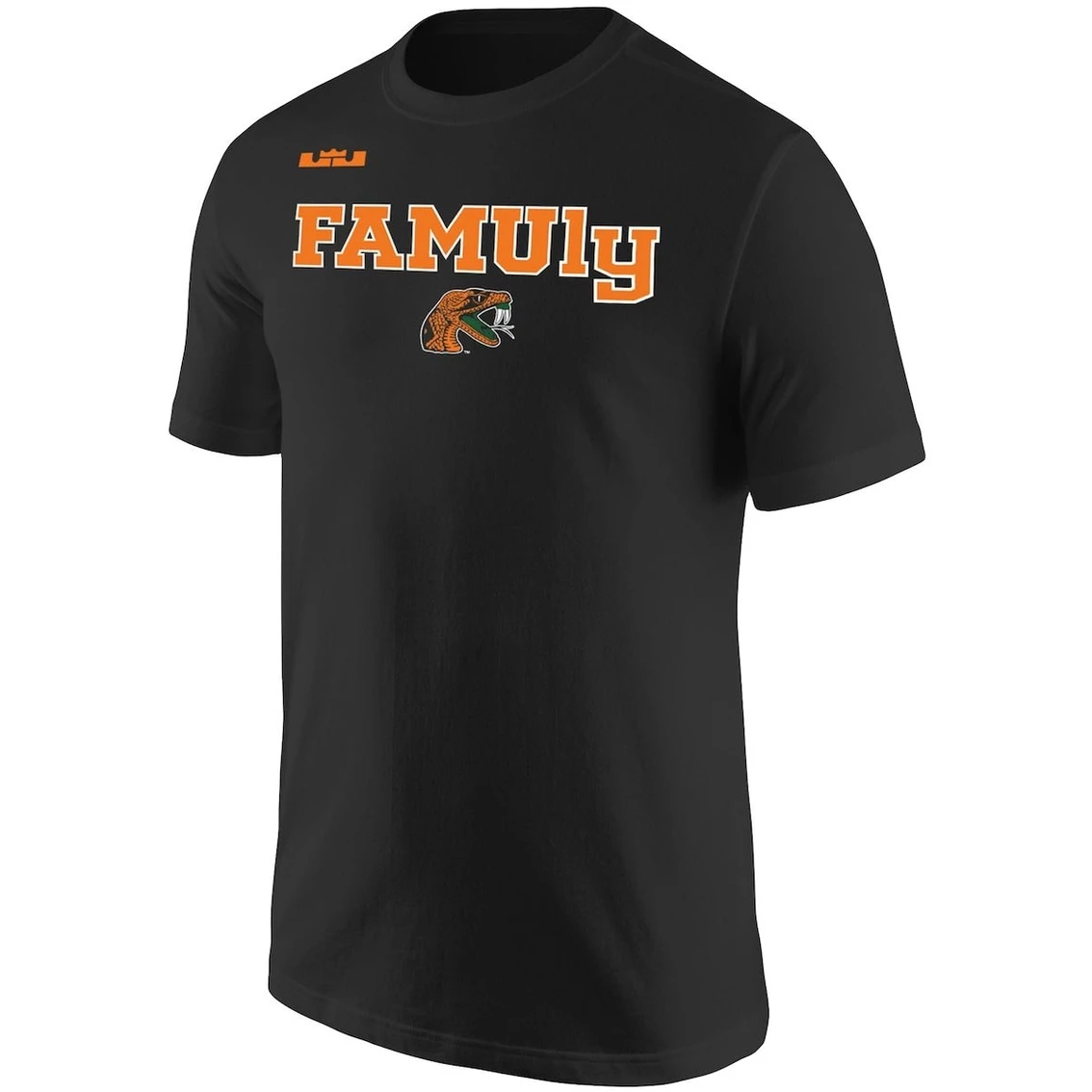 Men's Nike X LeBron James Black Florida A&M Rattlers FAMUly Wordmark Collection Core T-Shirt - Image 3