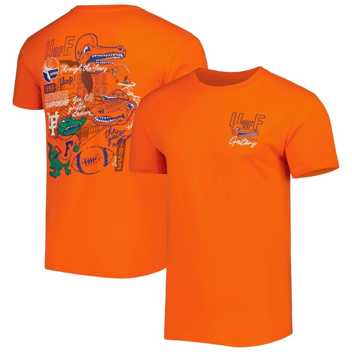 Image One Men's Orange Florida Gators Vintage Through The Years Two-Hit T-Shirt