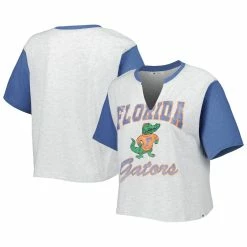 '47 Women's Gray/Royal Florida Gators Dolly Cropped V-Neck T-Shirt