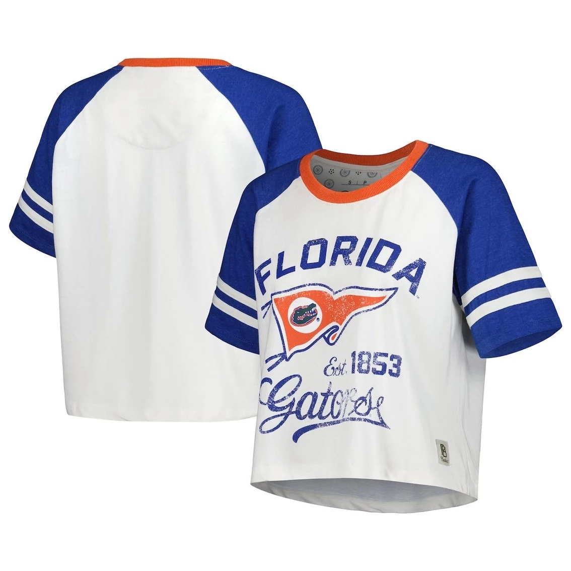 Pressbox Women's White Florida Gators Melange Beaumont Cropped Raglan T-Shirt - Image 2