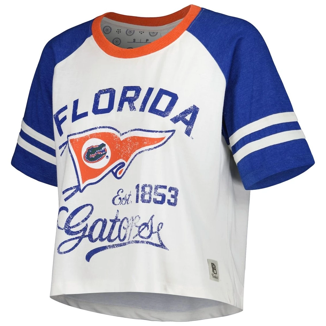 Pressbox Women's White Florida Gators Melange Beaumont Cropped Raglan T-Shirt - Image 3