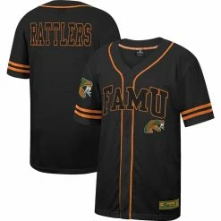 Colosseum Men's Black Florida A&M Rattlers Free Spirited Mesh Button-Up Baseball Jersey